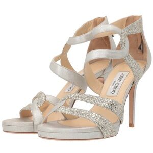 Jimmy Choo Authentic Designer Glittering Silver High Heels
